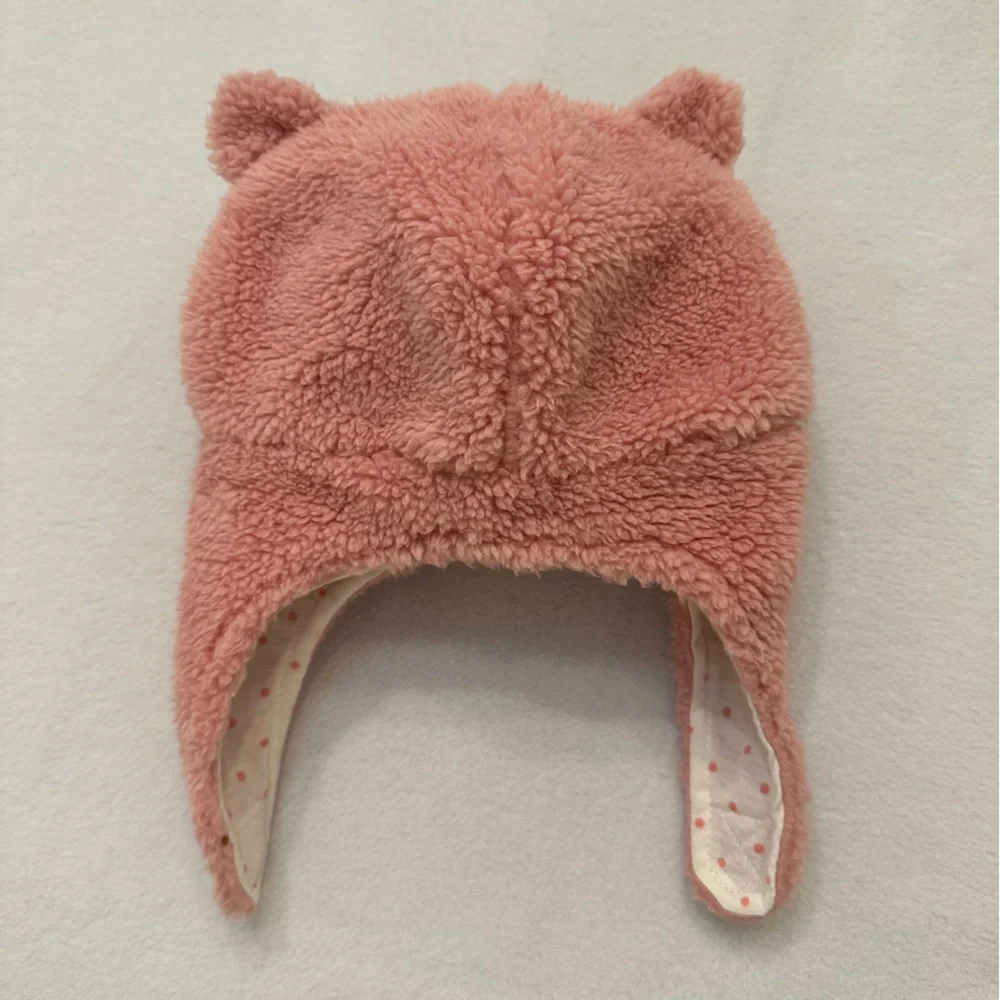 Carters Baby Girl Hat & Mitten Set Lined With‎ Chin Strap Pink 0-9M NWT